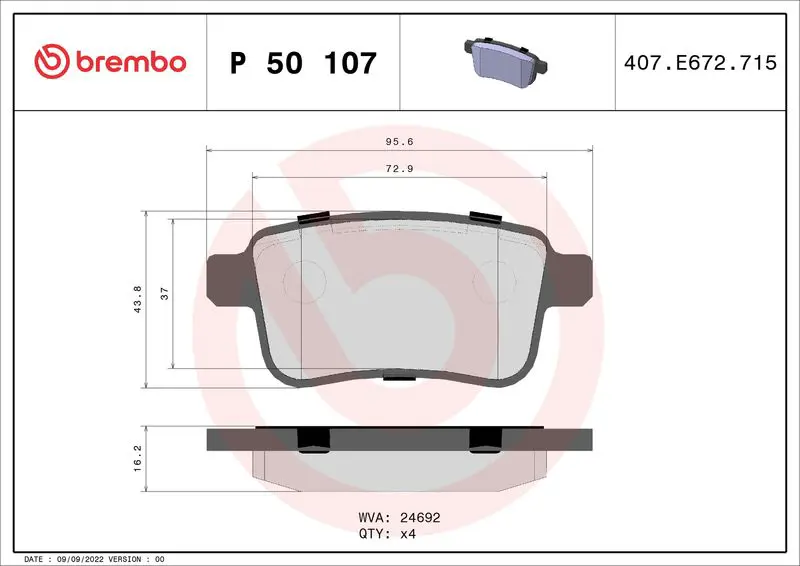 Brembo P50107 комплект колодок для дисковых