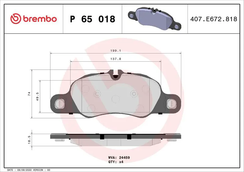 Brembo P65018 Колодки тормозные P65018