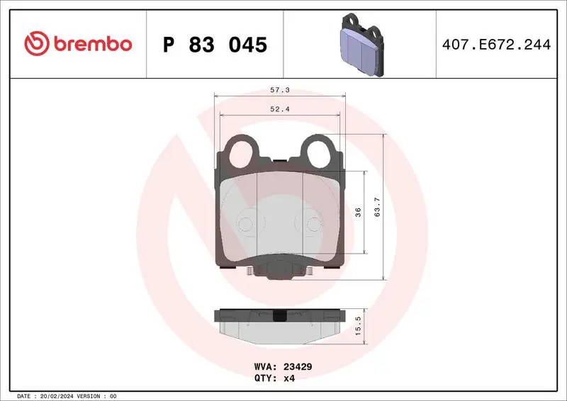 Brembo P83045 КОЛОДКИ ТОРМОЗНЫЕ ДИСКОВЫЕ