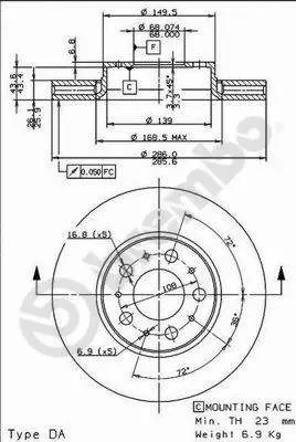 BREMBO 09863375 Тормозной диск