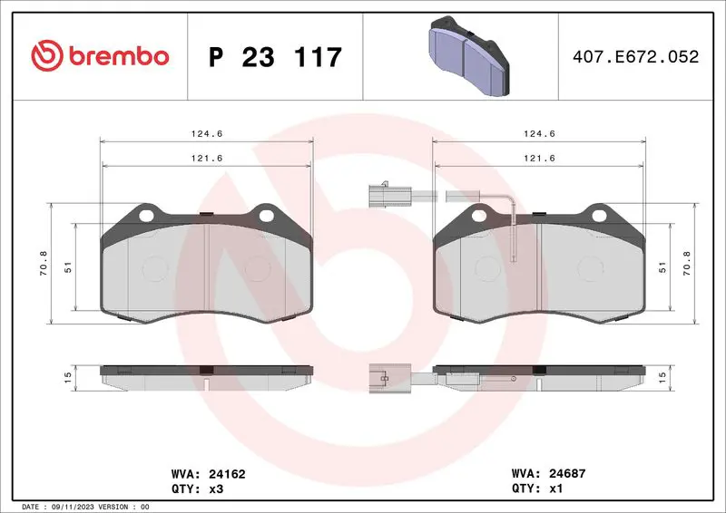 Brembo P23117 Комплект тормозных колодок