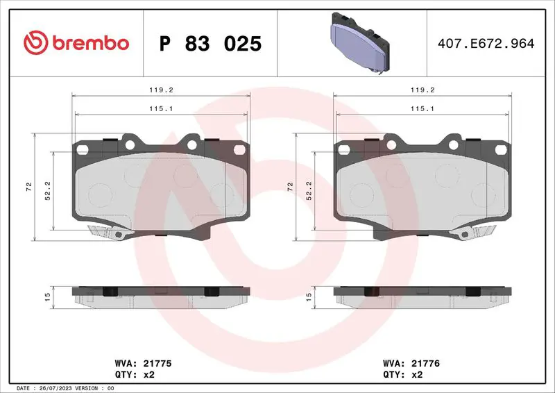 Brembo P83025 КОЛОДКИ ТОРМОЗНЫЕ ДИСКОВЫЕ
