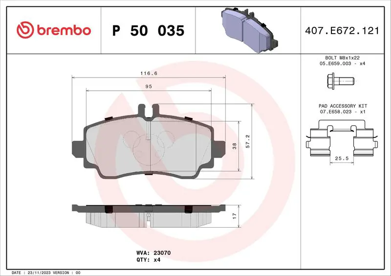 Brembo P50035 КОЛОДКИ ТОРМОЗНЫЕ ДИСКОВЫЕ