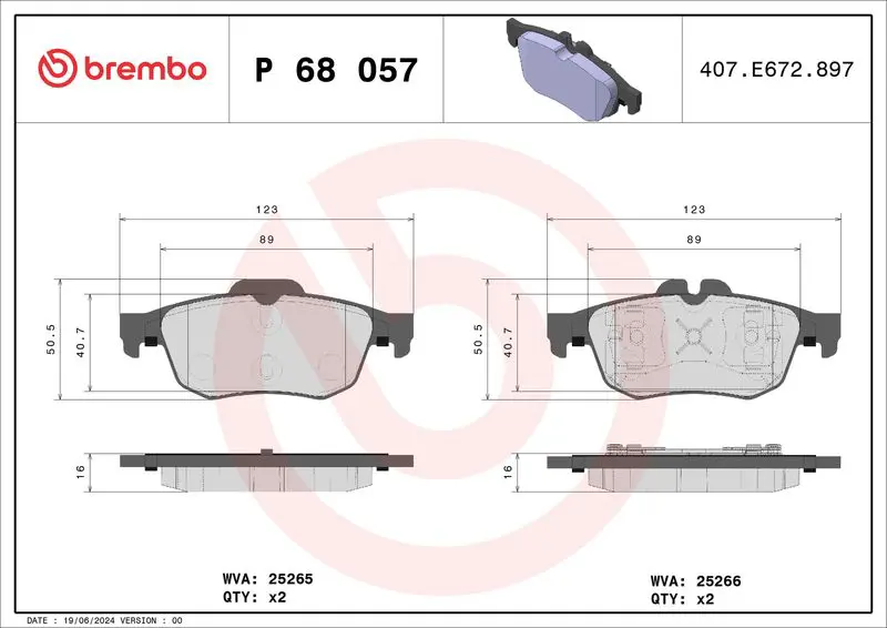 Brembo P68057 КОЛОДКИ ТОРМОЗНЫЕ, RENAULT