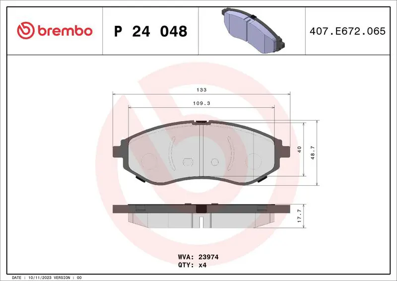 Brembo P24048 Колодки тормозные передние