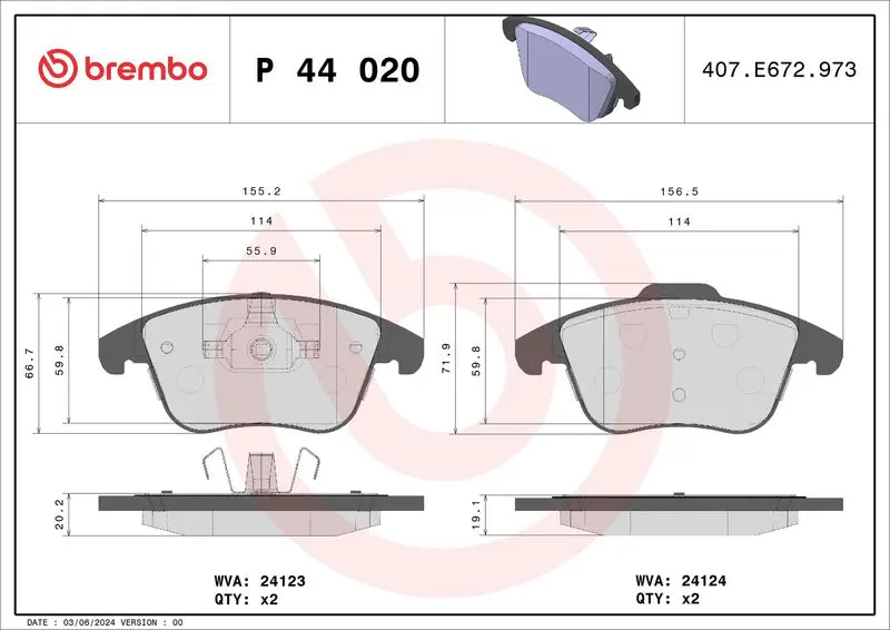 Brembo P44020 Колодки тормозные P44020