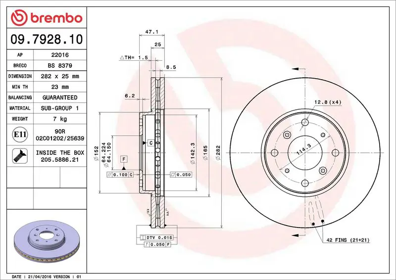 Brembo 09792810 Диск тормозной передн HONDA: