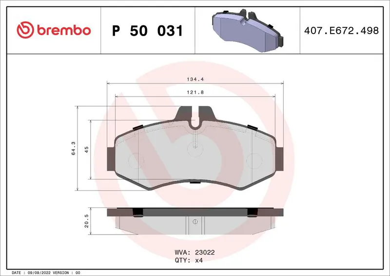 Brembo P50031 Колодки тормозные передние