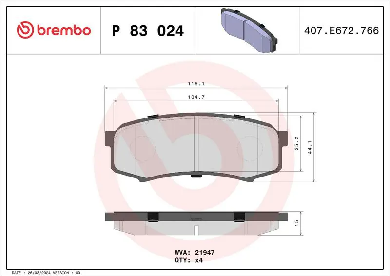 Brembo P83024 Колодки тормозные P83024