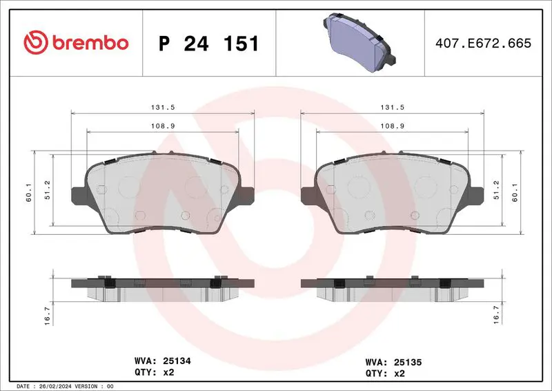 Brembo P24151 Колодки тормозные дисковые FR