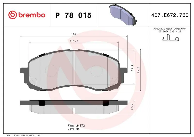 Brembo P78015 Колодки тормозные P78015
