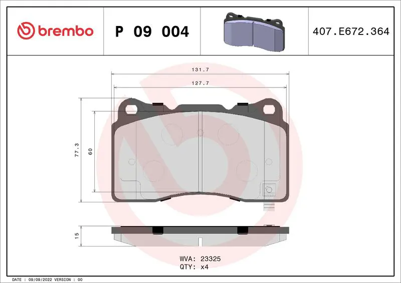 Brembo P09004 Колодки тормозные дисковые