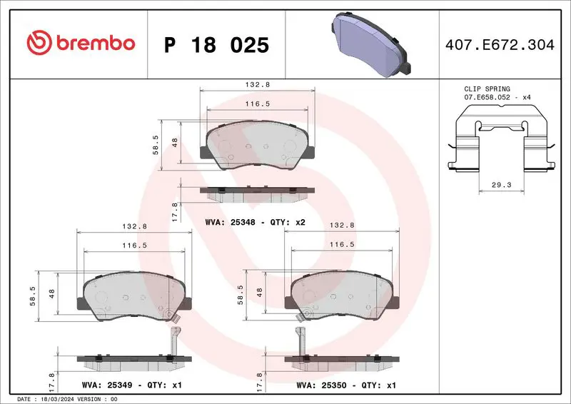 Brembo P18025 Колодки тормозные P18025