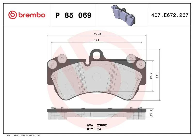 Brembo P85069 КОЛОДКИ ТОРМОЗНЫЕ ДИСКОВЫЕ К-Т