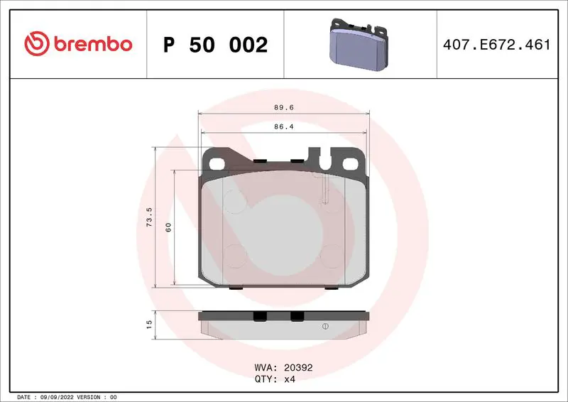 BREMBO P50002 КОЛОДКИ ТОРМОЗНЫЕ ДИСКОВЫЕ