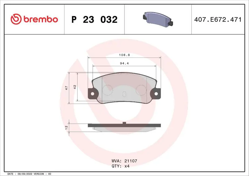 BREMBO P23032 Комплект тормозных колодок