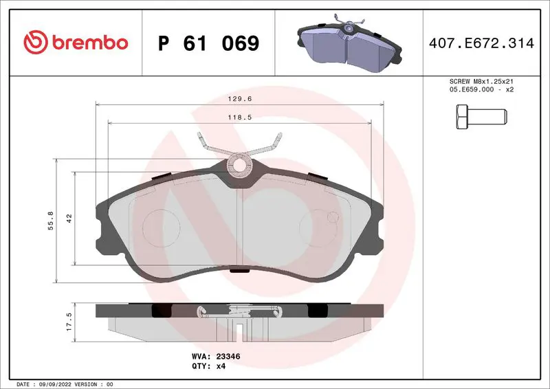 Brembo P61069 Колодки тормозные передние