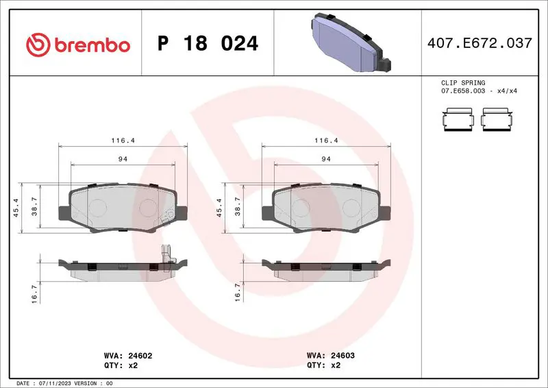 Brembo P18024 Колодки тормозные, комплект