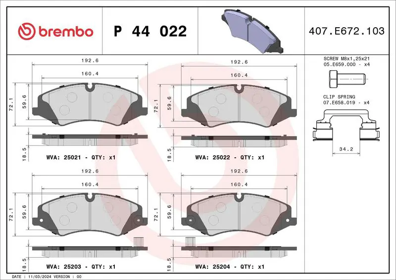 Brembo P44022 Колодки тормозные P44022
