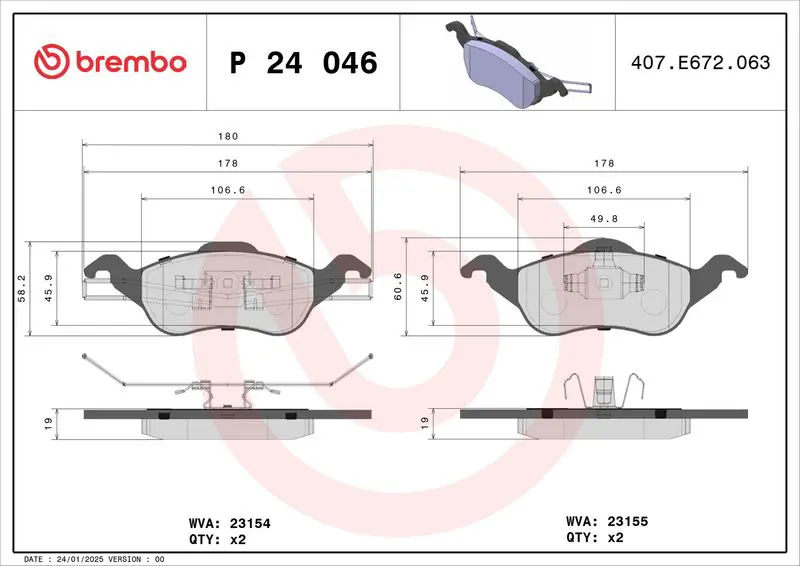 Brembo P24046 Тормозные колодки