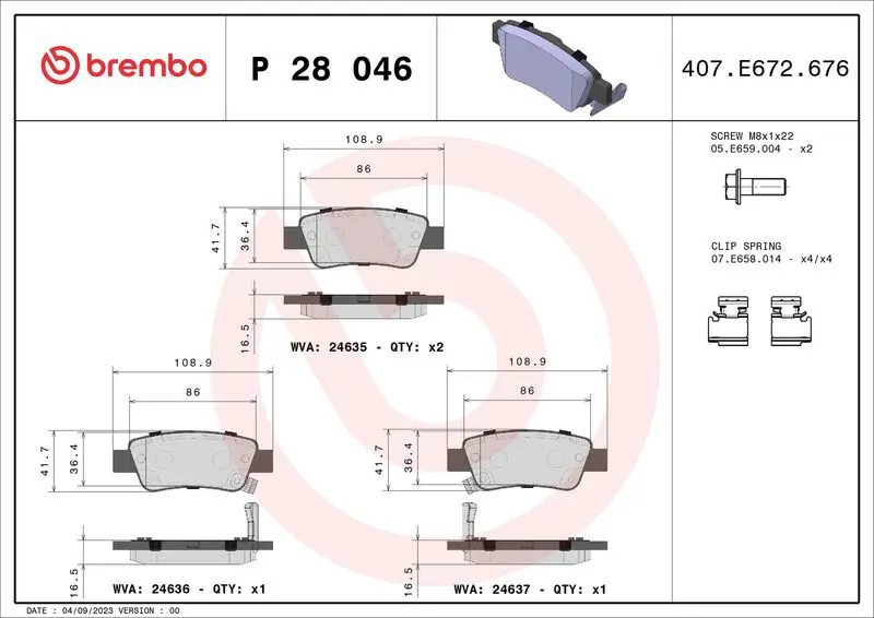 Brembo P28046 Колодки тормозные P28046