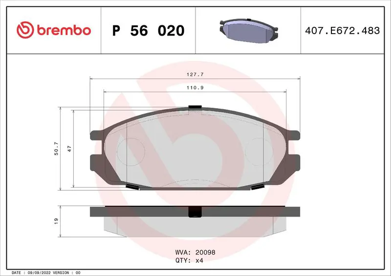 BREMBO P56020 Комплект тормозных колодок