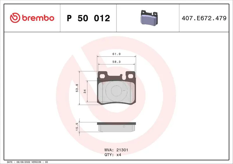 BREMBO P50012 Комплект тормозных колодок