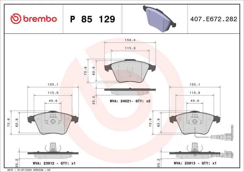 Brembo P85129 P85129 колодки дисковые