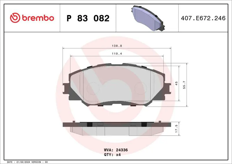 Brembo P83082 Колодки тормозные P83082