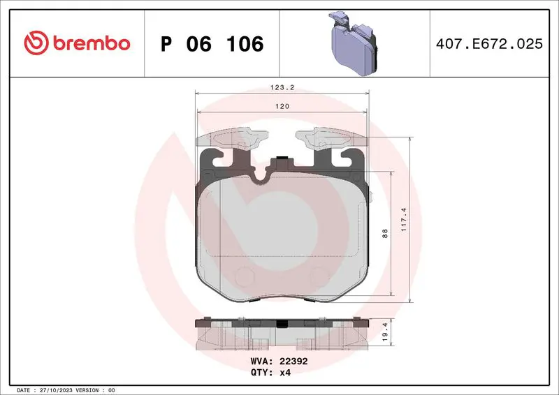Brembo P06106 Колодки тормозные BMW 5 G30/