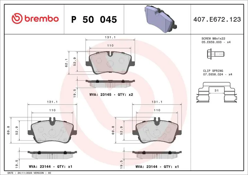 Brembo P50045 Колодки тормозные передние