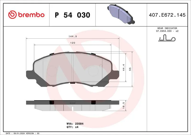 Brembo P54030 Колодки тормозные дисковые
