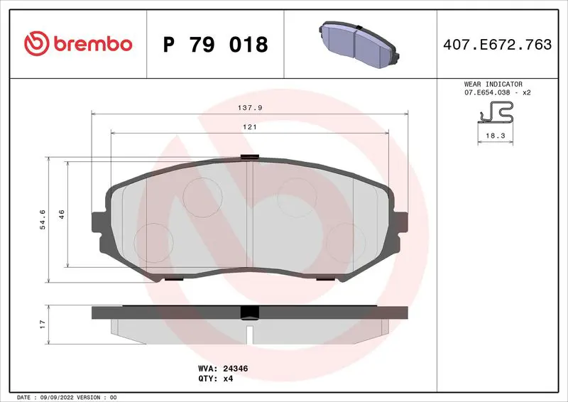 Brembo P79018 Колодки тормозные P79018