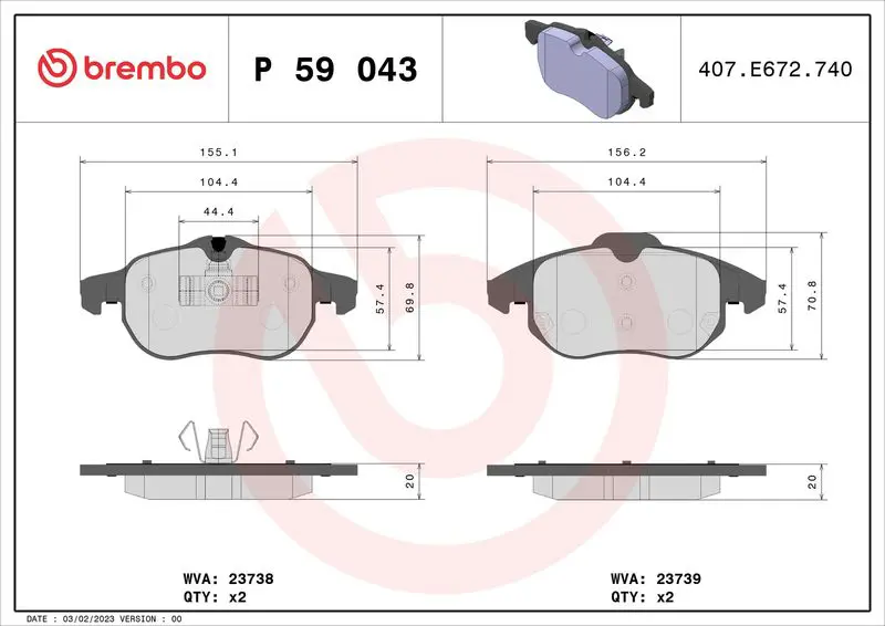 Brembo P59043 Колодки тормозные дисковые