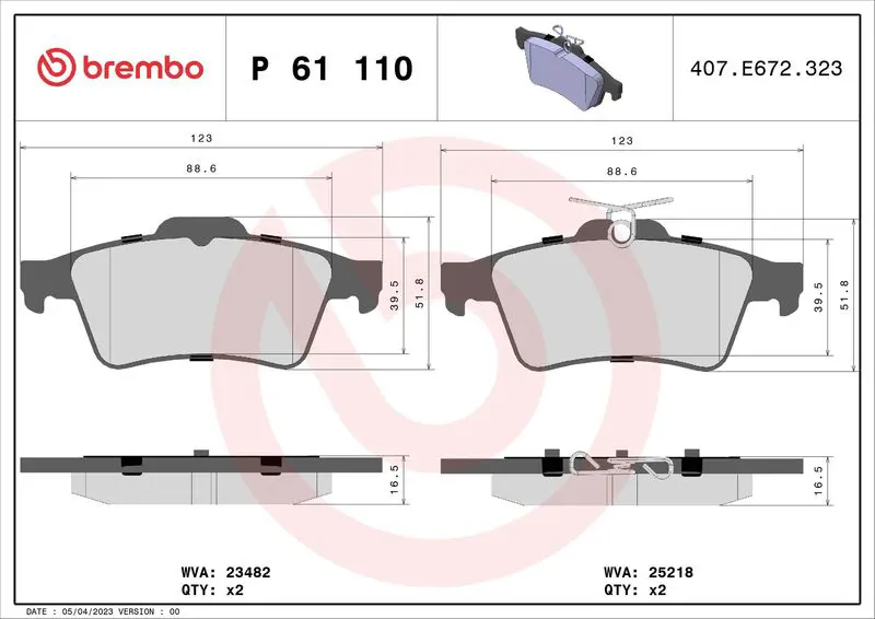 Brembo P61110 Колодки торм.зад.