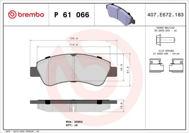 Brembo P61066 Колодки дисковые BREMBO P61066