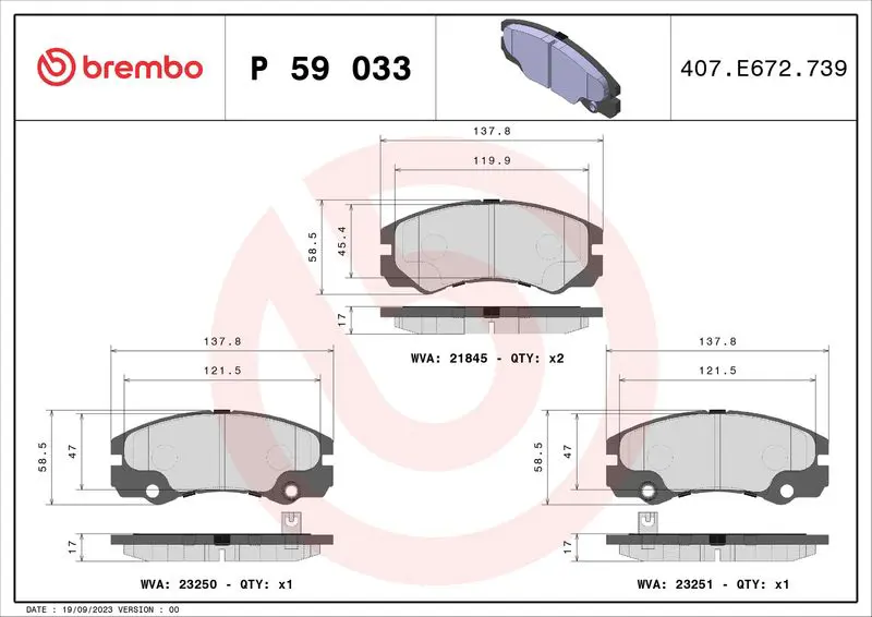 Brembo P59033 Колодки тормозные передние