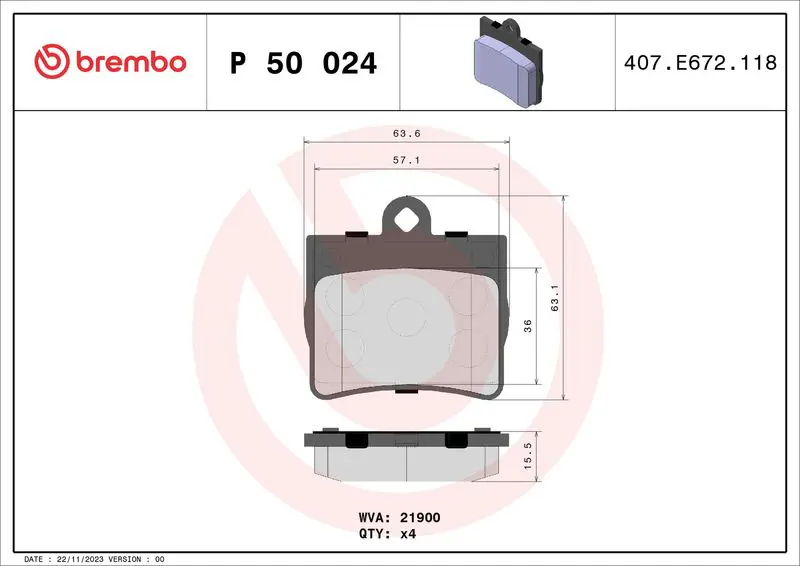 BREMBO P50024 Комплект тормозных колодок