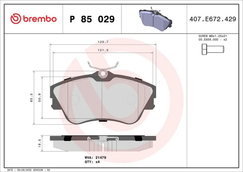 Brembo P85029 Колодки тормозные дисковые,