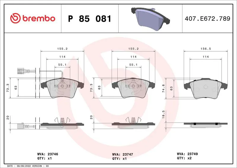 Brembo P85081 Колодки тормозные P85081