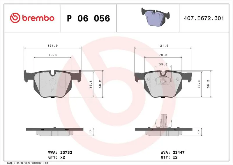 Brembo P06056 Колодки тормозные P06056