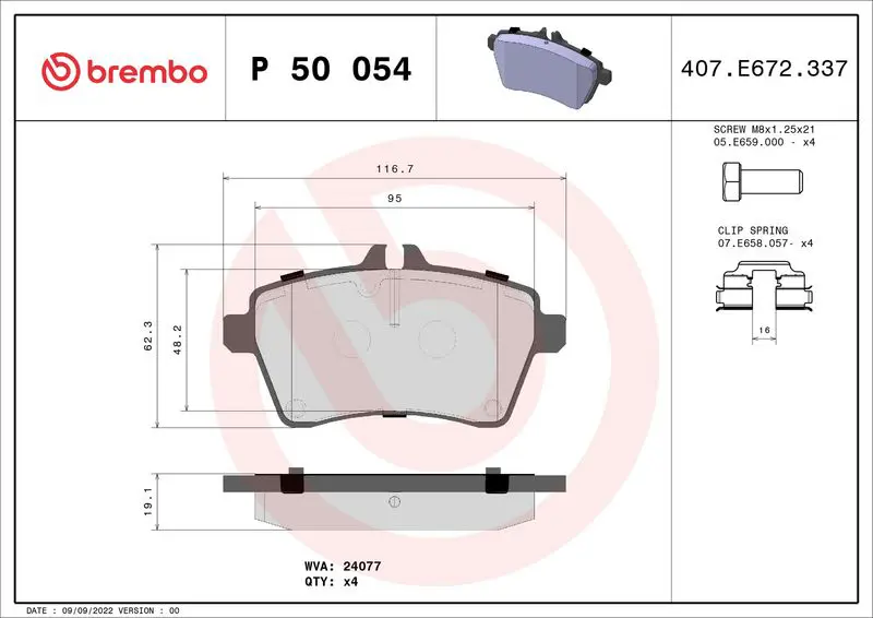 Brembo P50054 Колодки тормозные дисковые