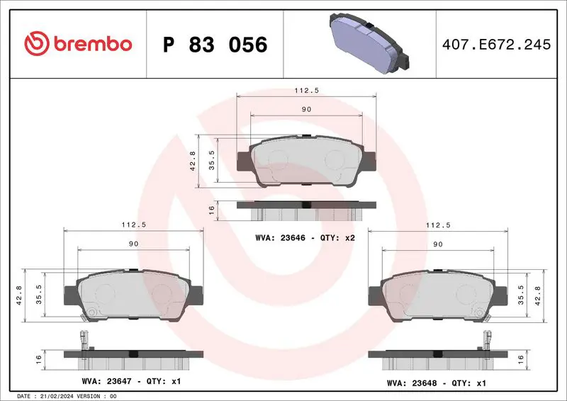 Brembo P83056 Комплект тормозных колодок