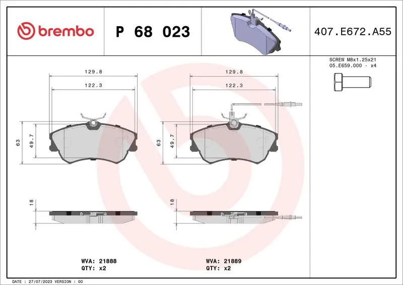 BREMBO P68023 Колодки тормозные дисковые