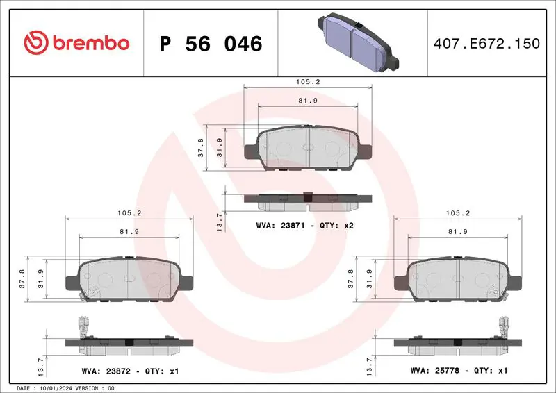 Brembo P56046 Колодки тормозные P56046