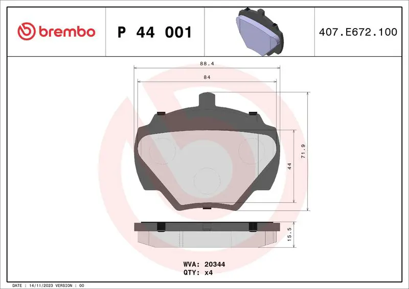 Brembo P44001 Колодки тормозные дисковые
