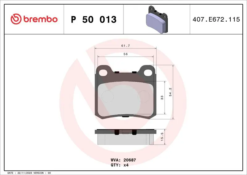 BREMBO P50013 Колодки тормозные дисковые