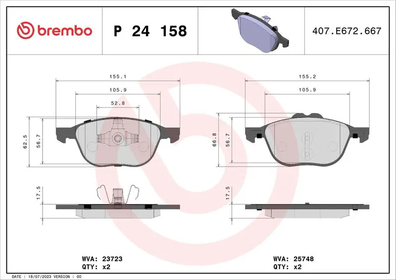 Brembo P24158 Колодки тормозные дисковые
