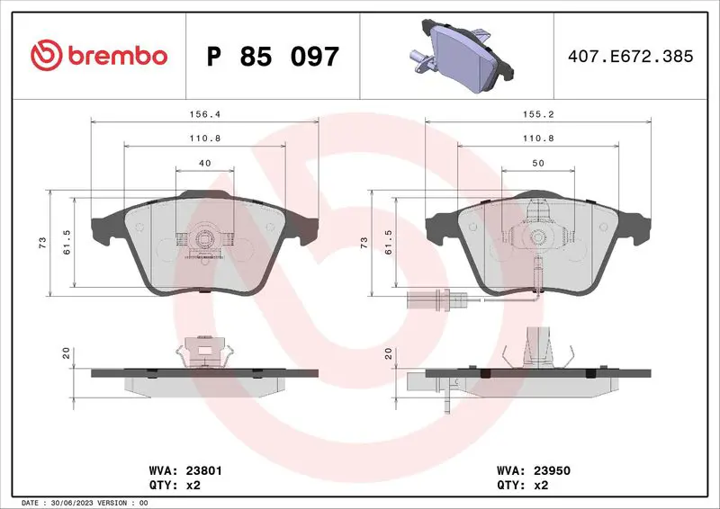 Brembo P85097 Колодки тормозные, комплект