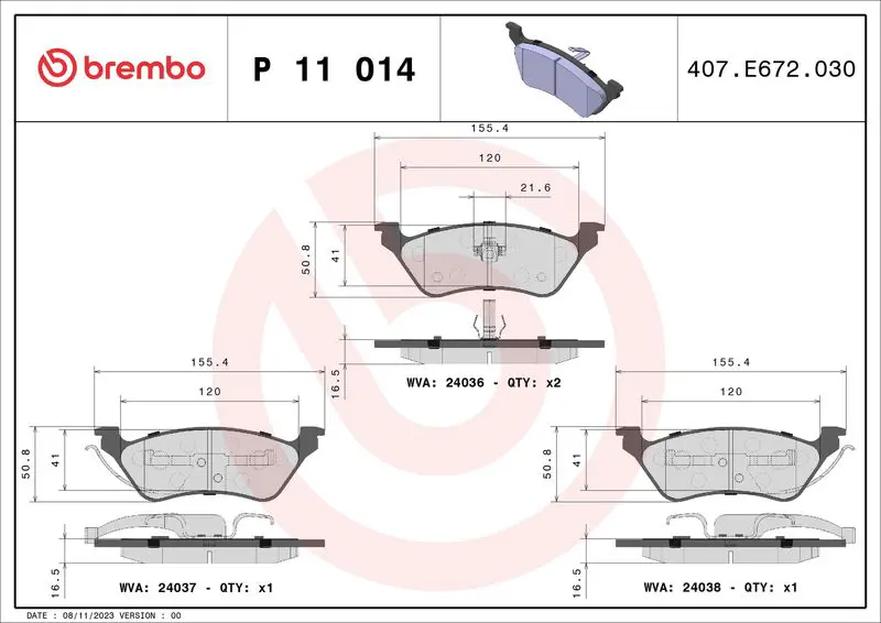 Brembo P11014 Колодки тормозные дисковые
